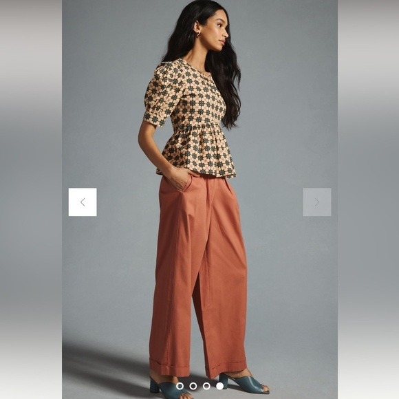 Floral Puff Sleeve Top by let me be Anthropologie button detail spring boho $120 - Picture 4 of 11